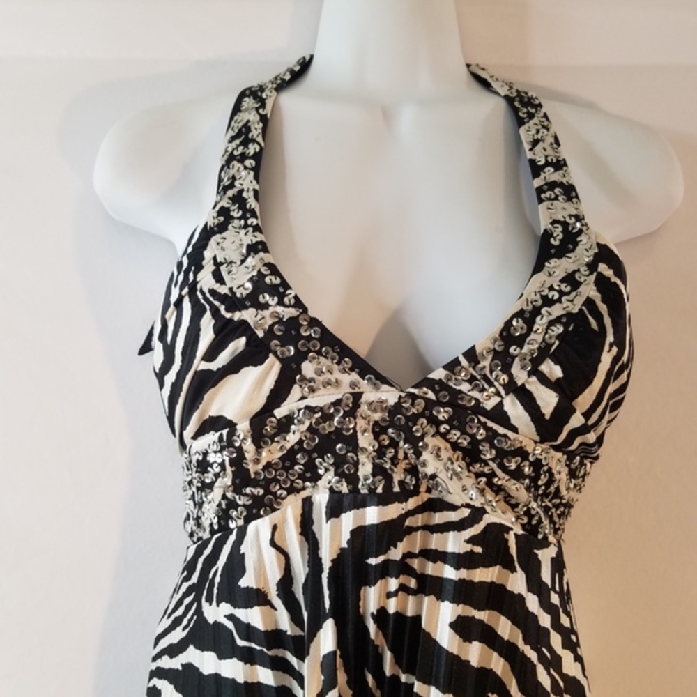 Morgan & Co. Dress Zebra Embellished Prom Party Je - Picture 2 of 6